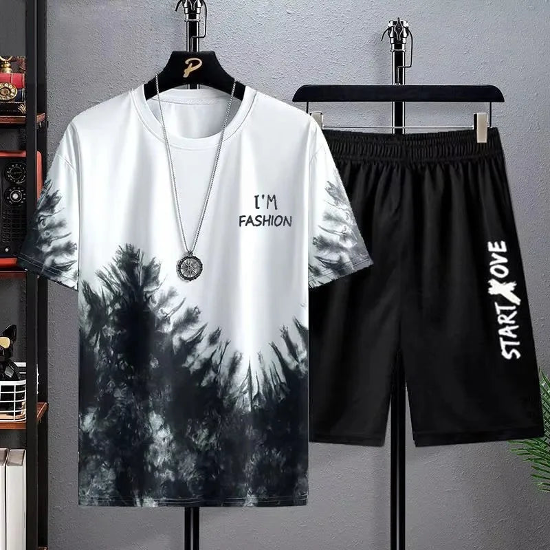 Men's 3D Printed Sports Set - Quick Dry T-Shirt & Shorts Basketball Tracksuit