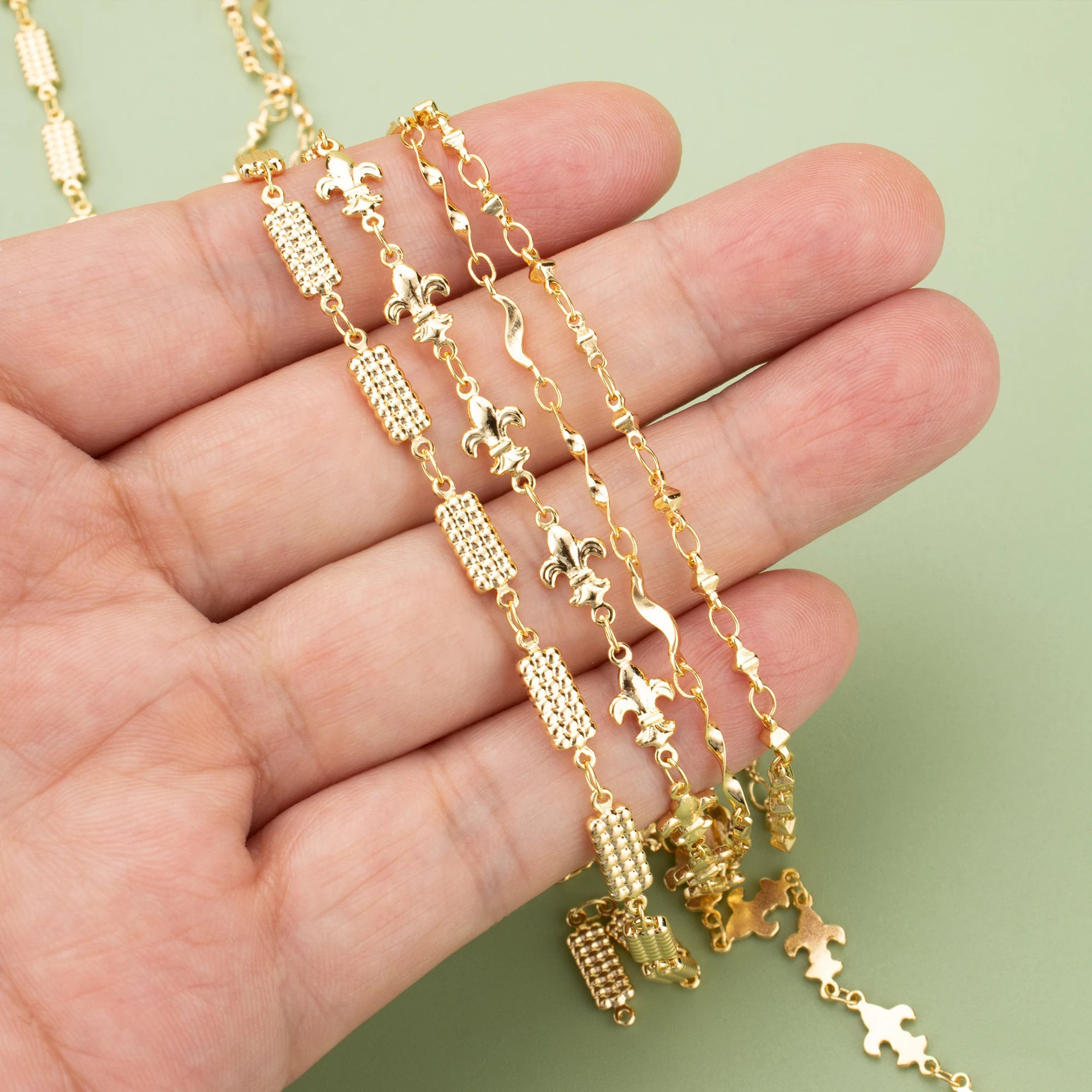 18K Gold Plated Copper Chain for DIY Jewelry Making - 1 Meter