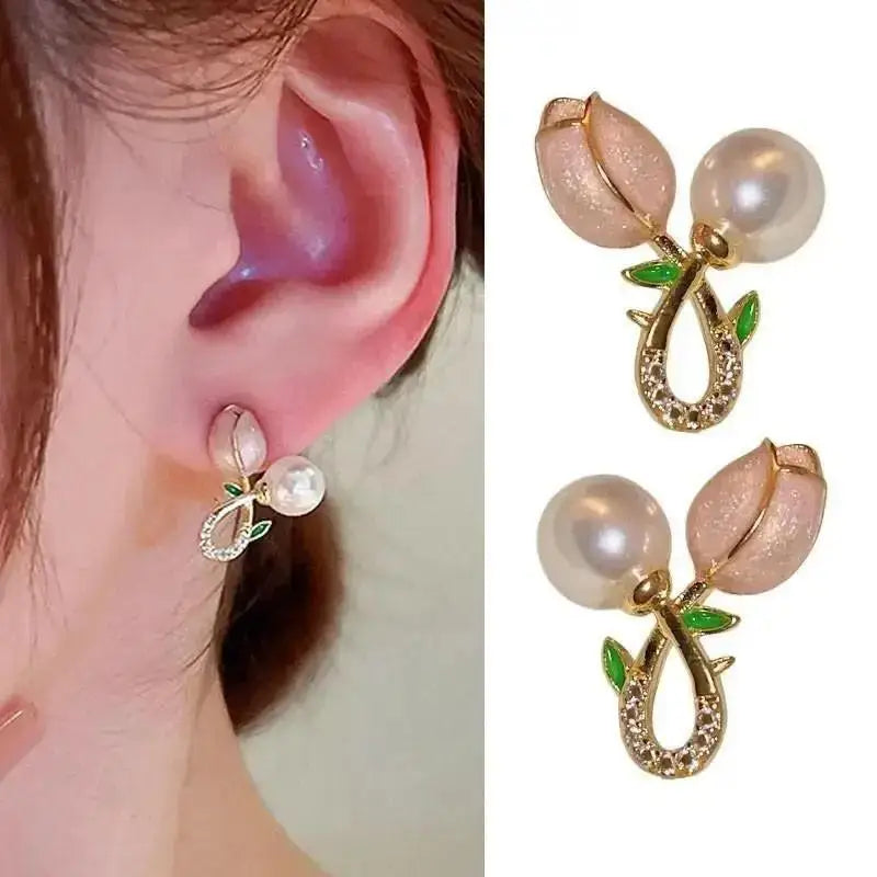 Crystal Pearl Flower Earrings - 925 Silver Needle Stud Earrings for Women