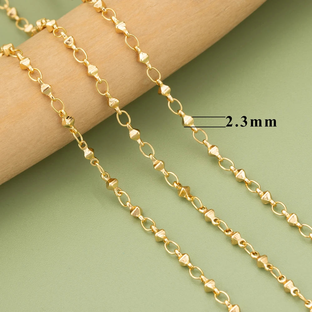 18K Gold Plated Copper Chain for DIY Jewelry Making - 1 Meter