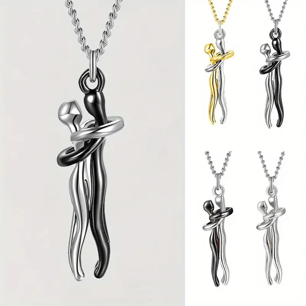 Hug Pendant Couple Necklace - Classic Chain Necklace for Women & Men