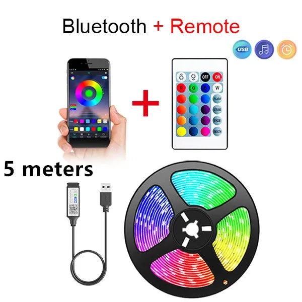 Smart Bluetooth LED Strip Lights - App Controlled RGB 5050 Flexible Tape Lights for TV, Gaming & Home Decor