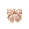 Zirconia Bow Tie Charms Set - 5 Pieces Large Bling Pendants for Jewelry Making