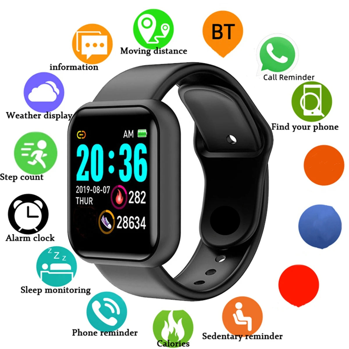 Smart Fitness Tracker Watch - Heart Rate Monitor, Sleep Tracker & Activity Bracelet for Android & iOS