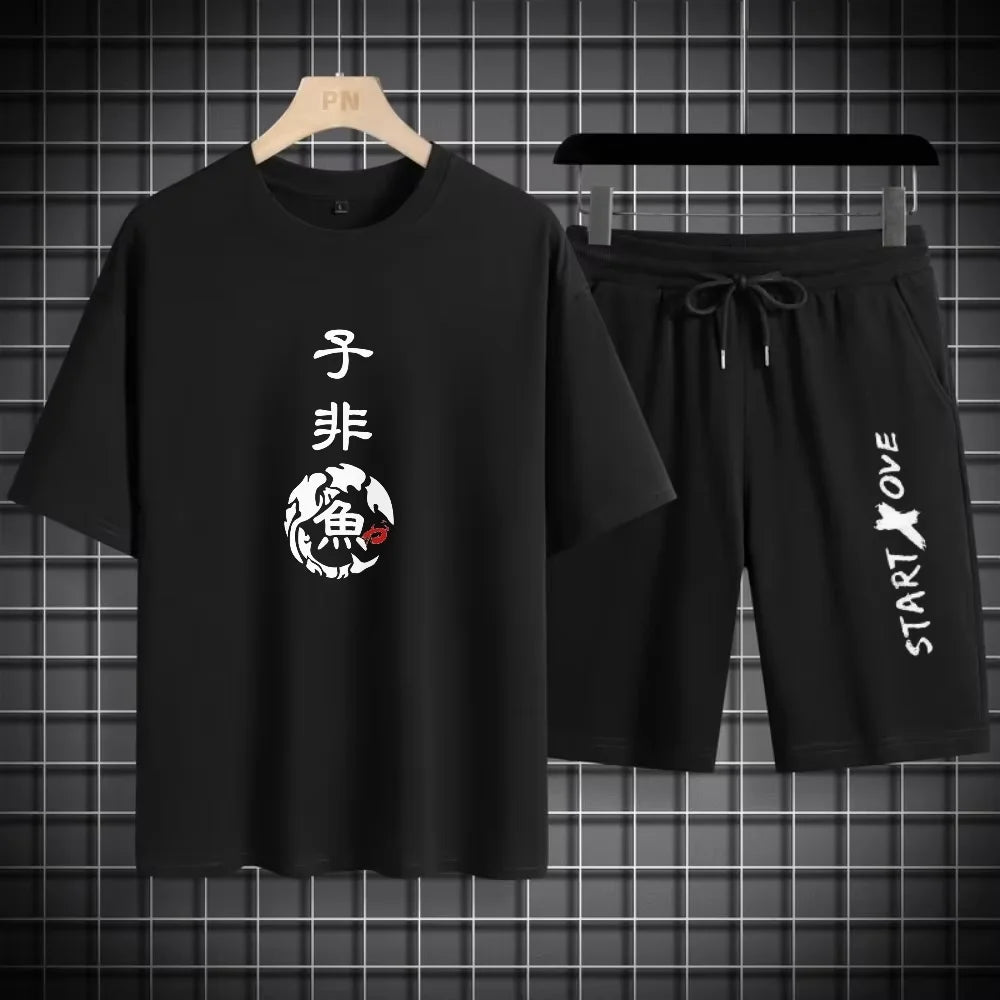 Men's 3D Printed Sports Set - Quick Dry T-Shirt & Shorts Basketball Tracksuit