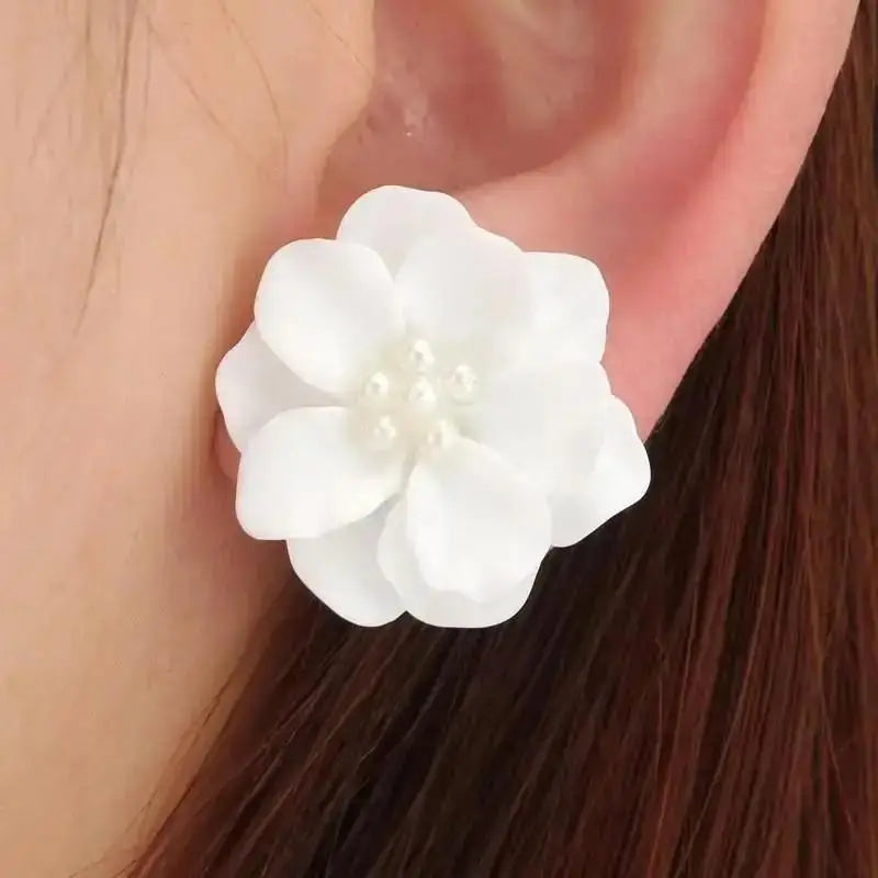 Crystal Pearl Flower Earrings - 925 Silver Needle Stud Earrings for Women