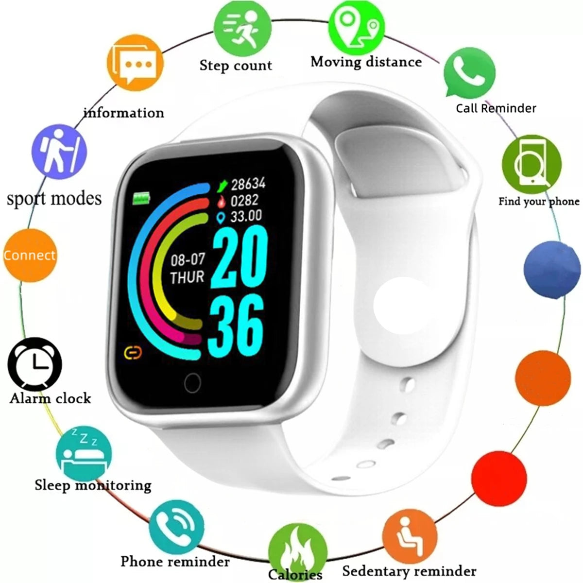 Smart Fitness Tracker Watch - Heart Rate Monitor, Sleep Tracker & Activity Bracelet for Android & iOS