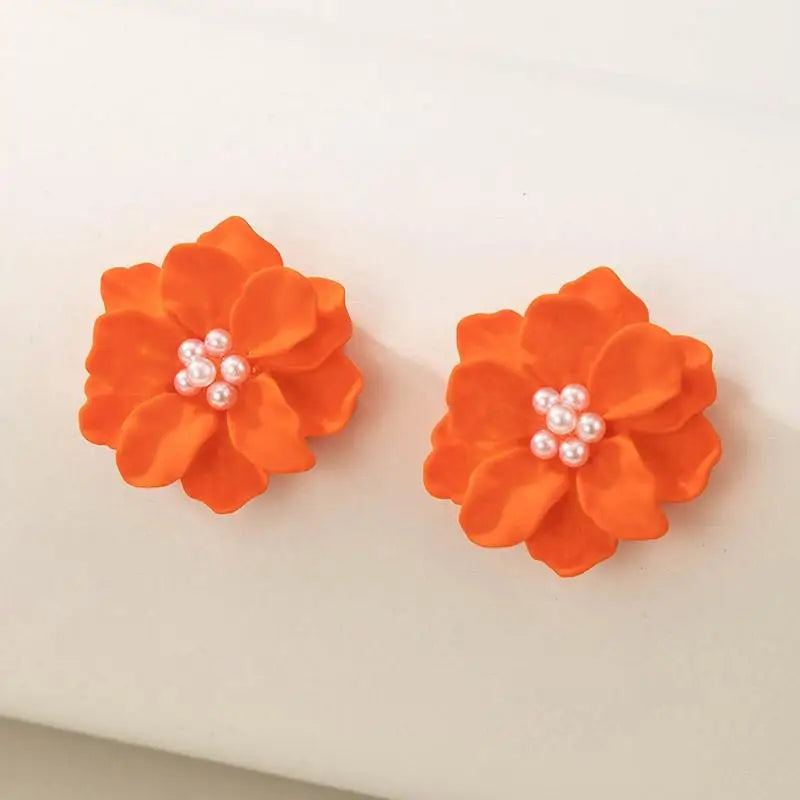 Crystal Pearl Flower Earrings - 925 Silver Needle Stud Earrings for Women