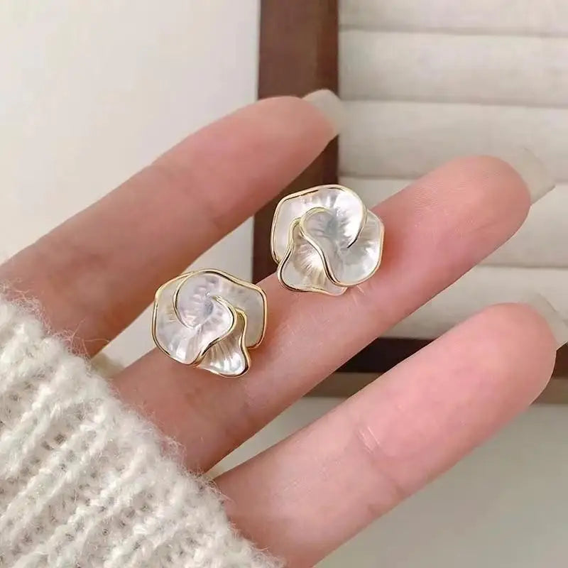 Crystal Pearl Flower Earrings - 925 Silver Needle Stud Earrings for Women
