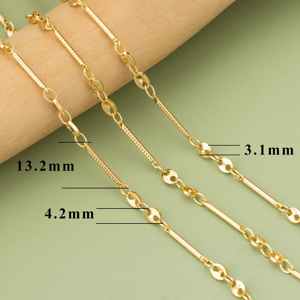 18K Gold Plated Copper Chain for DIY Jewelry Making - 1 Meter