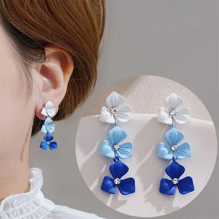 Crystal Pearl Flower Earrings - 925 Silver Needle Stud Earrings for Women