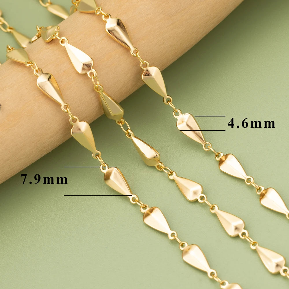 18K Gold Plated Copper Chain for DIY Jewelry Making - 1 Meter