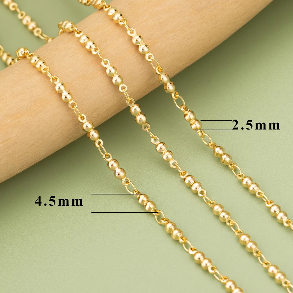 18K Gold Plated Copper Chain for DIY Jewelry Making - 1 Meter