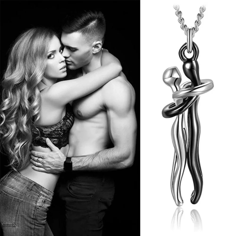 Hug Pendant Couple Necklace - Classic Chain Necklace for Women & Men