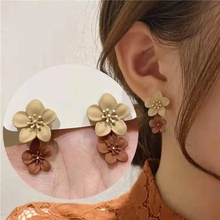 Crystal Pearl Flower Earrings - 925 Silver Needle Stud Earrings for Women