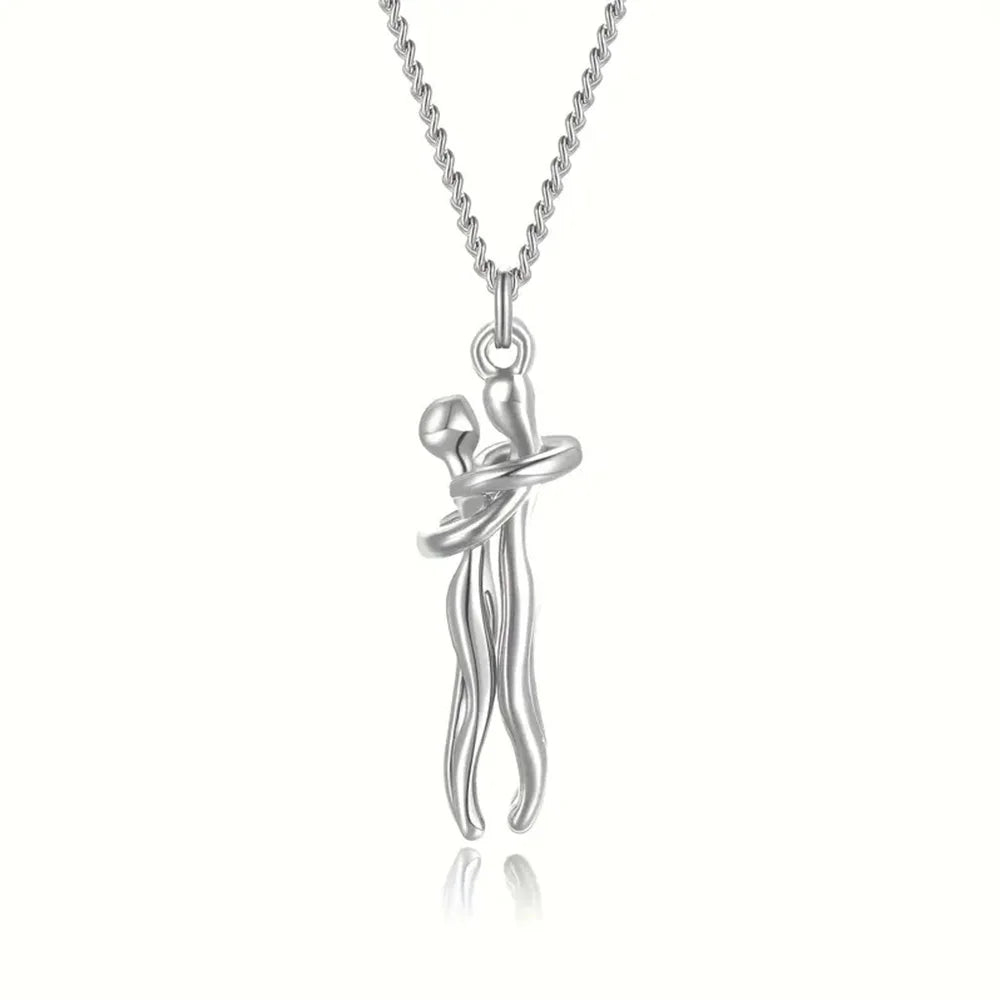Hug Pendant Couple Necklace - Classic Chain Necklace for Women & Men