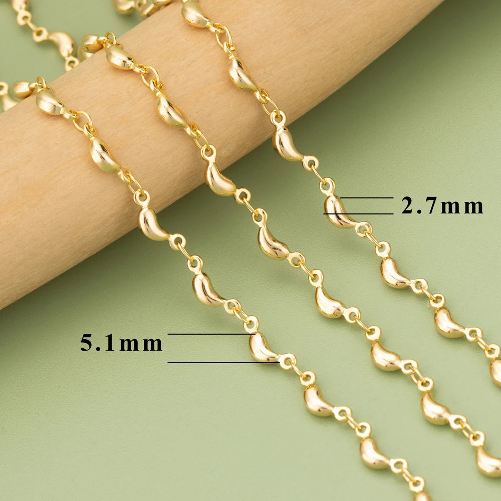 18K Gold Plated Copper Chain for DIY Jewelry Making - 1 Meter