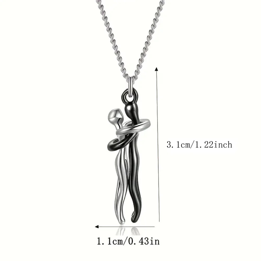 Hug Pendant Couple Necklace - Classic Chain Necklace for Women & Men