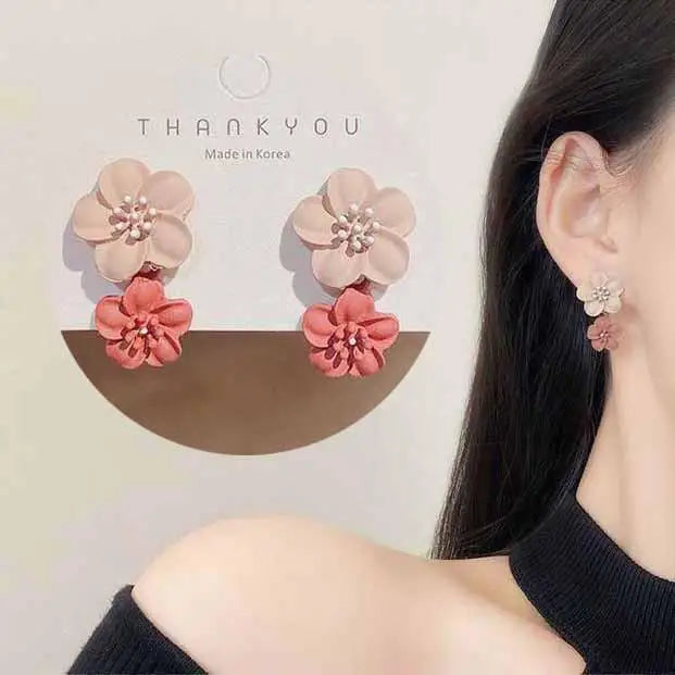 Crystal Pearl Flower Earrings - 925 Silver Needle Stud Earrings for Women