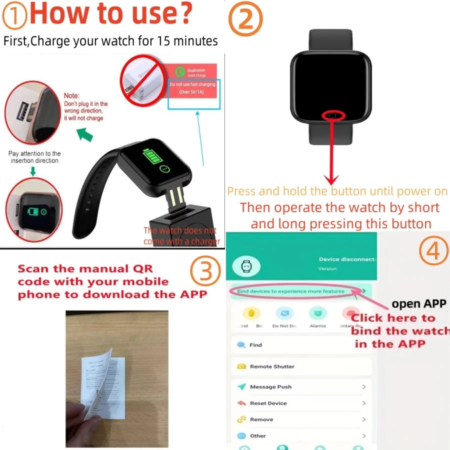 Smart Fitness Tracker Watch - Heart Rate Monitor, Sleep Tracker & Activity Bracelet for Android & iOS