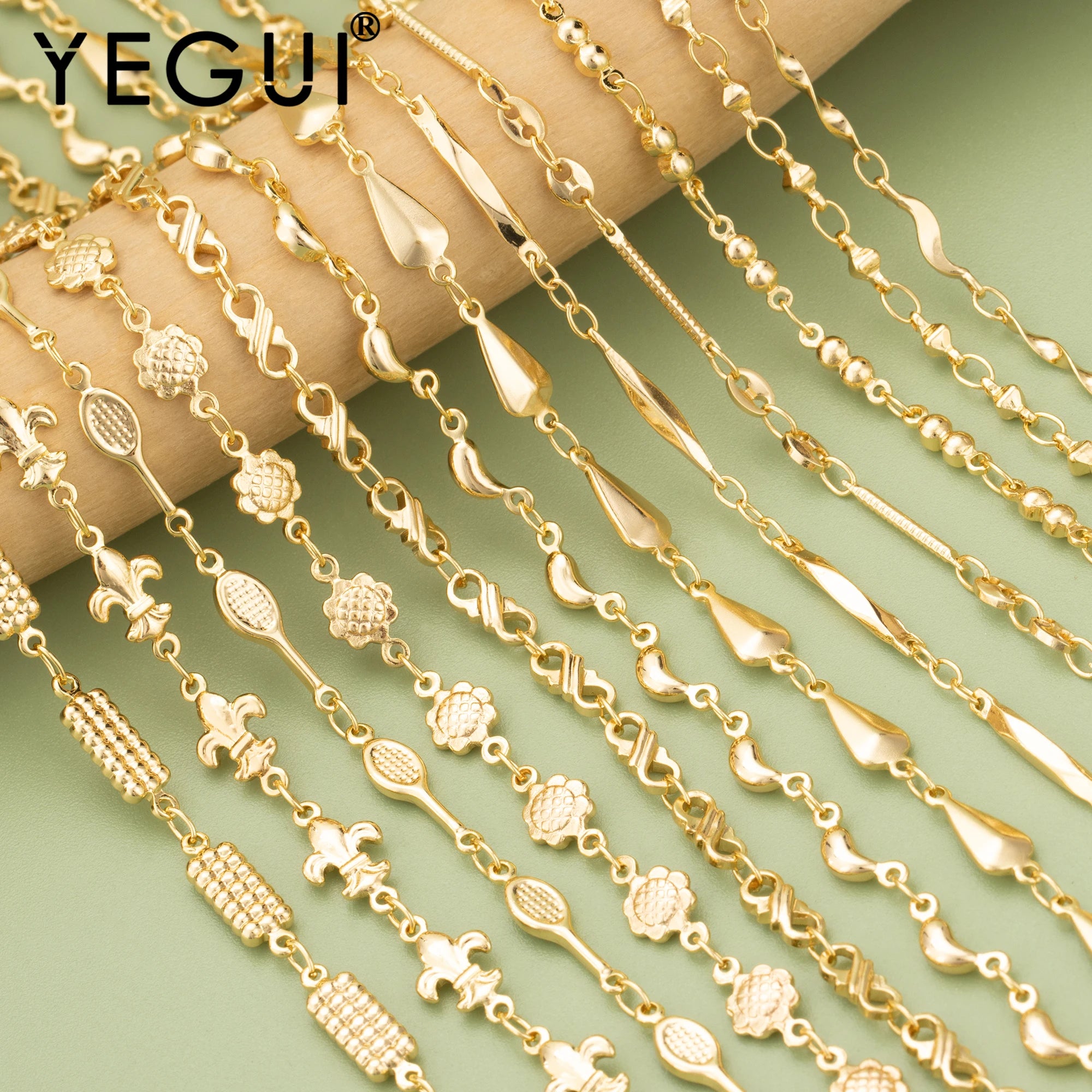 18K Gold Plated Copper Chain for DIY Jewelry Making - 1 Meter