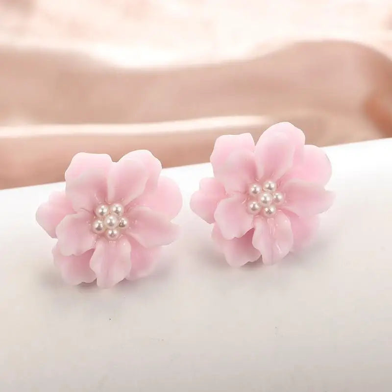 Crystal Pearl Flower Earrings - 925 Silver Needle Stud Earrings for Women