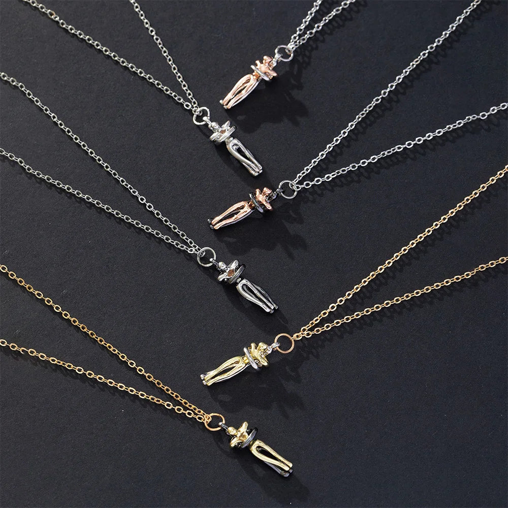 Hug Pendant Couple Necklace - Classic Chain Necklace for Women & Men