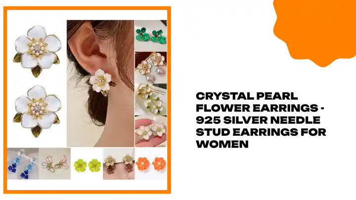Crystal Pearl Flower Earrings - 925 Silver Needle Stud Earrings for Women by@Outfy
